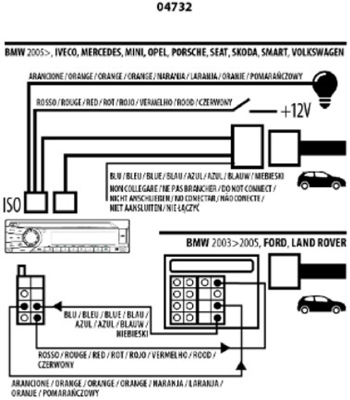 Montagesatz Stromversorgung+Lautsprecher ISO Stecker