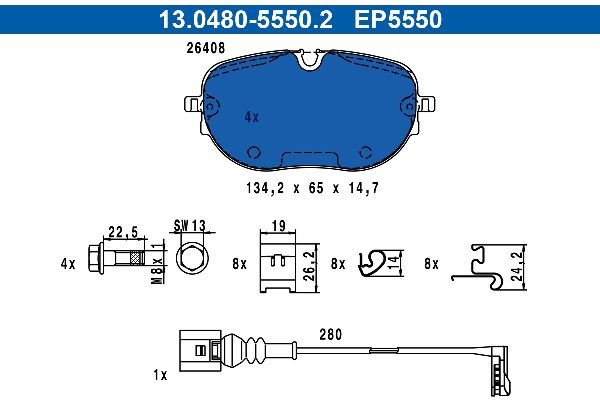 Jeu de plaquettes de frein, fr. � disque 