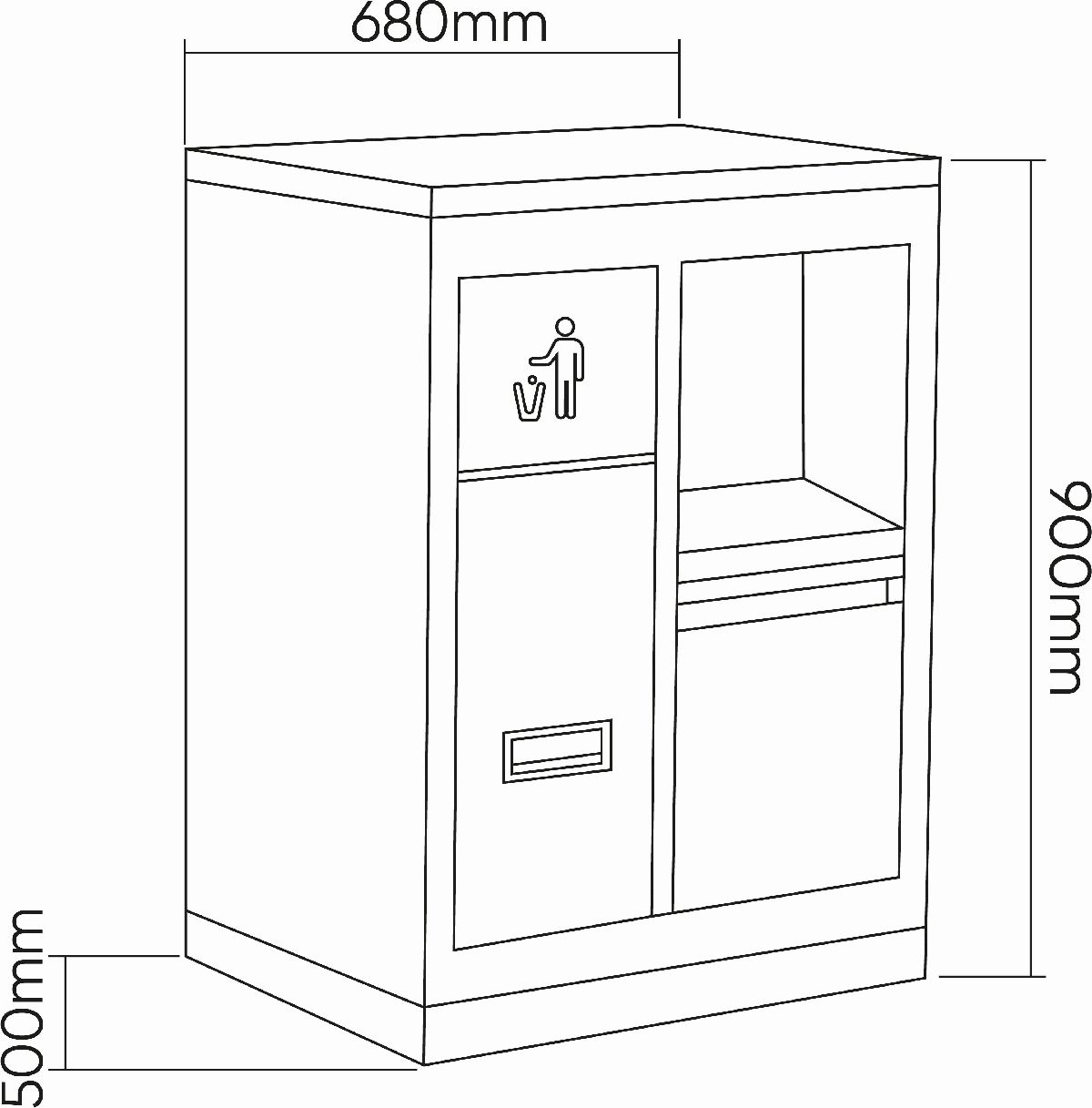 Schrank mit 3 Schubladen und Papierrollenhalter
