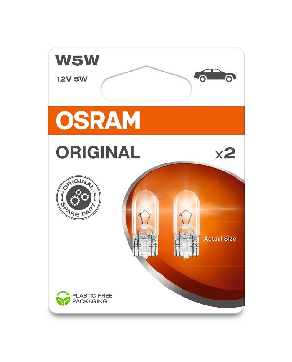 OSRAM Glassockellampe Doppelblister 12V 5W W2,1x9,5d