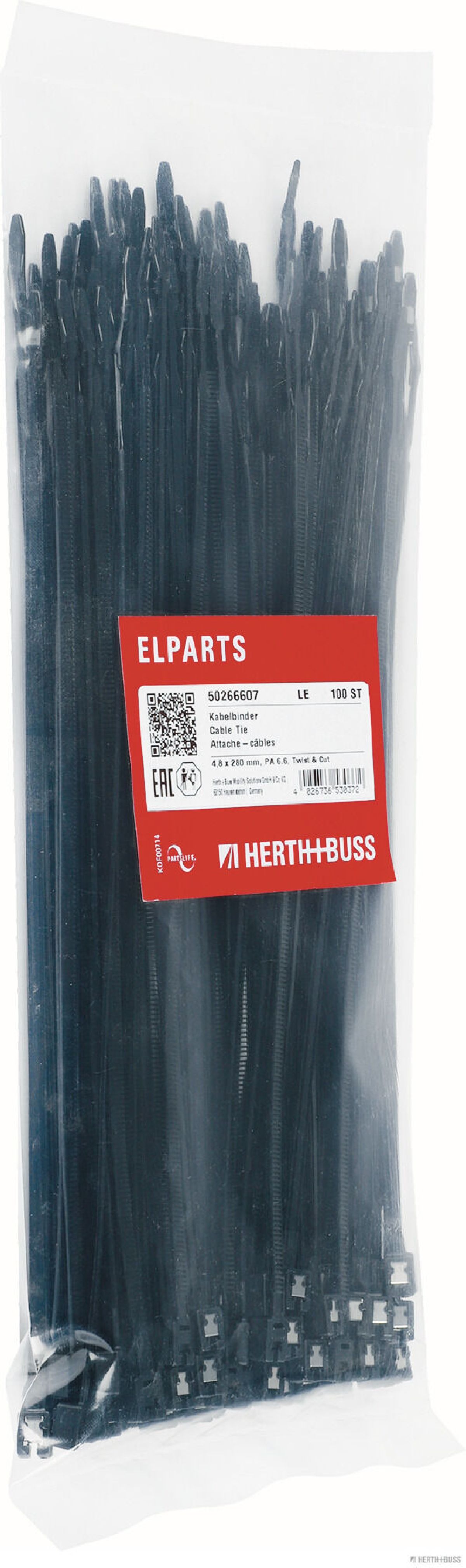 Attaches c�bles VPE 100 noir 4,8 x 280 mm