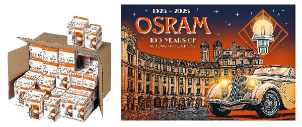 OSRAM Lichtpaket 2025 20xH7+10xH4 12V Original + Metallschild