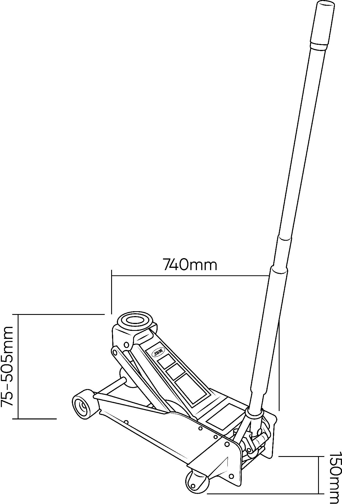 Wagenheber niedrig mit 2-Fach Hubkolben 2t