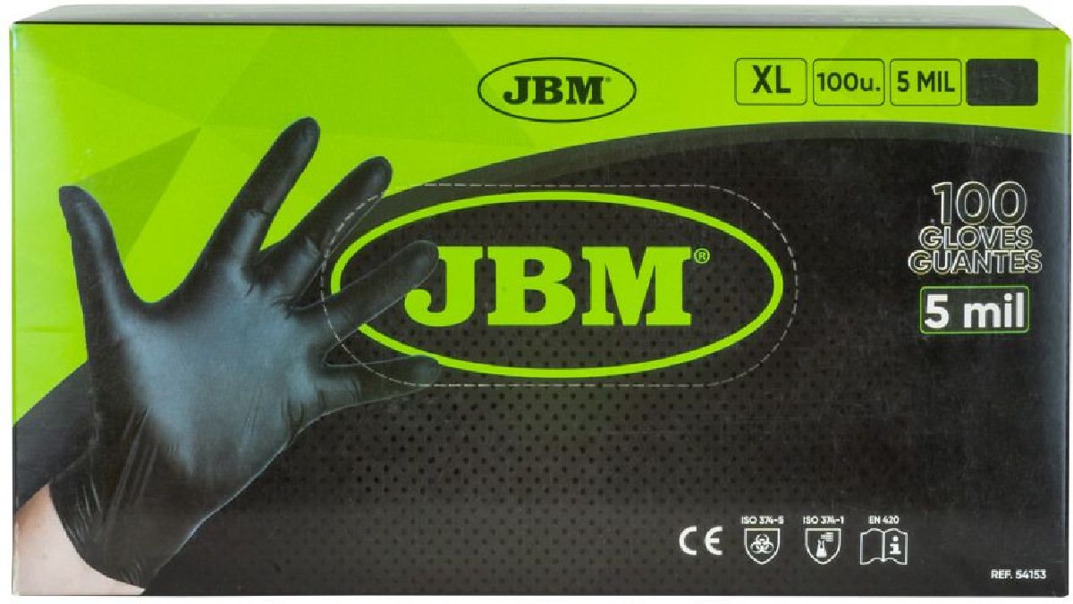Gants nitrile  usage unique 5 Mil. noir/taille XL / EMB100