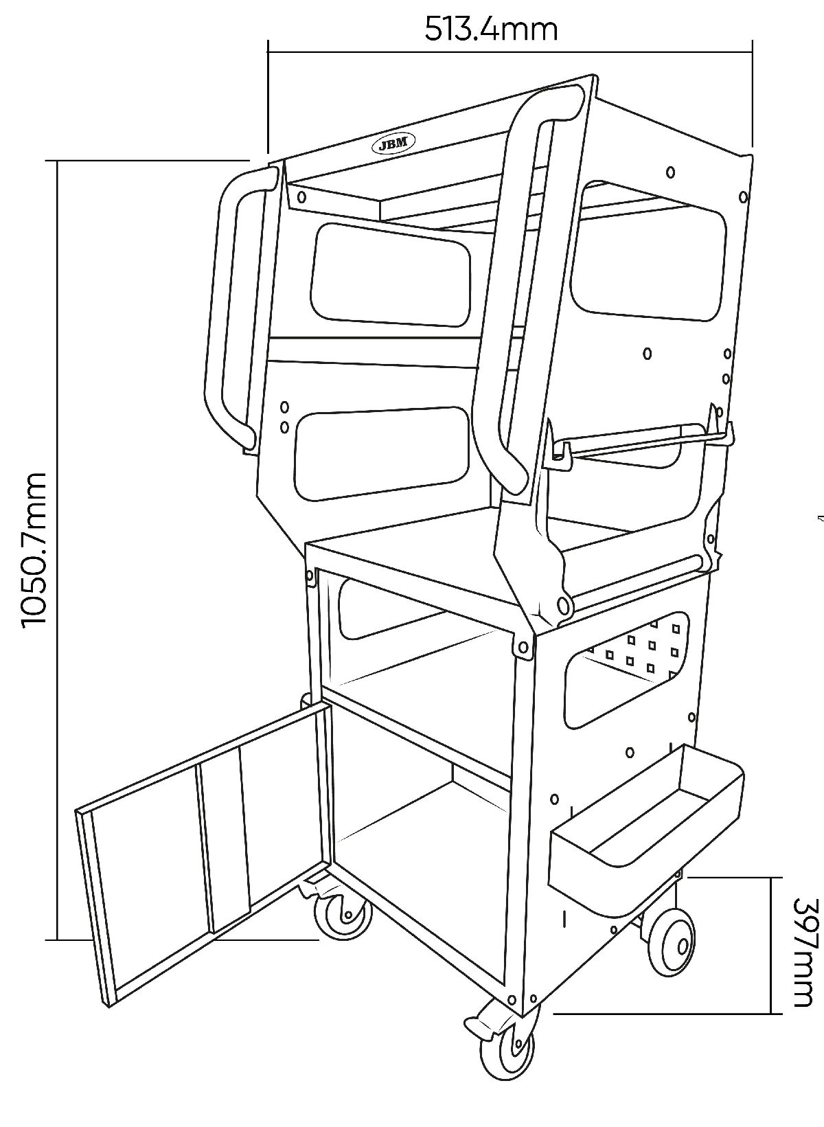 Diagnosewagen leer 4 Ablagen