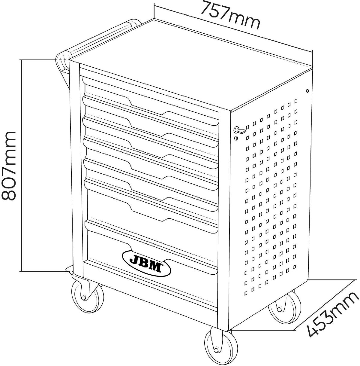 Servante d'outils 7 tiroirs, �quip�s 154 pi�ces