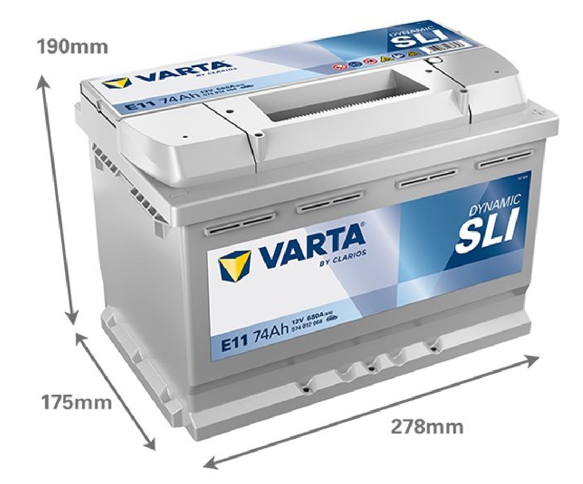 Starterbatterie 12V/74Ah/680A LxBxH 278x175x190mm/S:0
