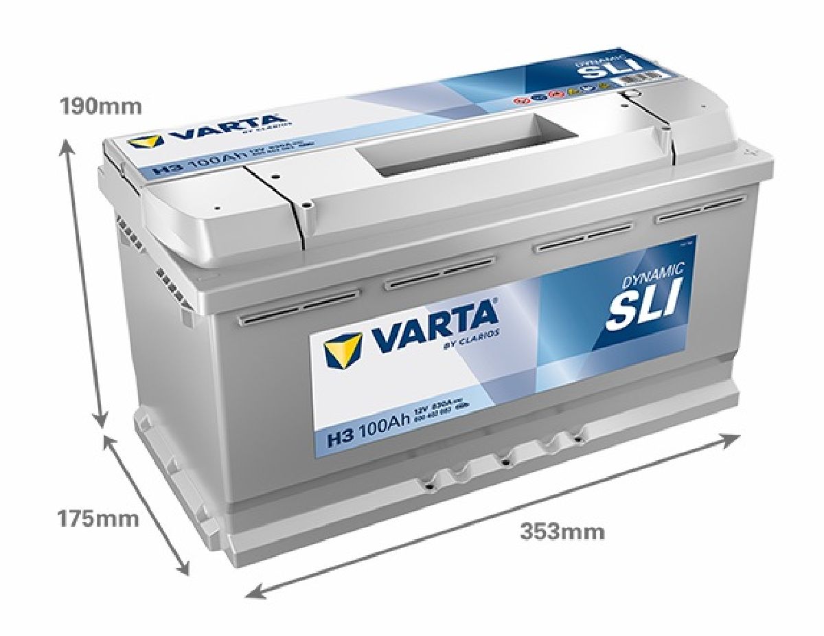 Starterbatterie 12V/100Ah/830A LxBxH 353x175x190mm/S:0