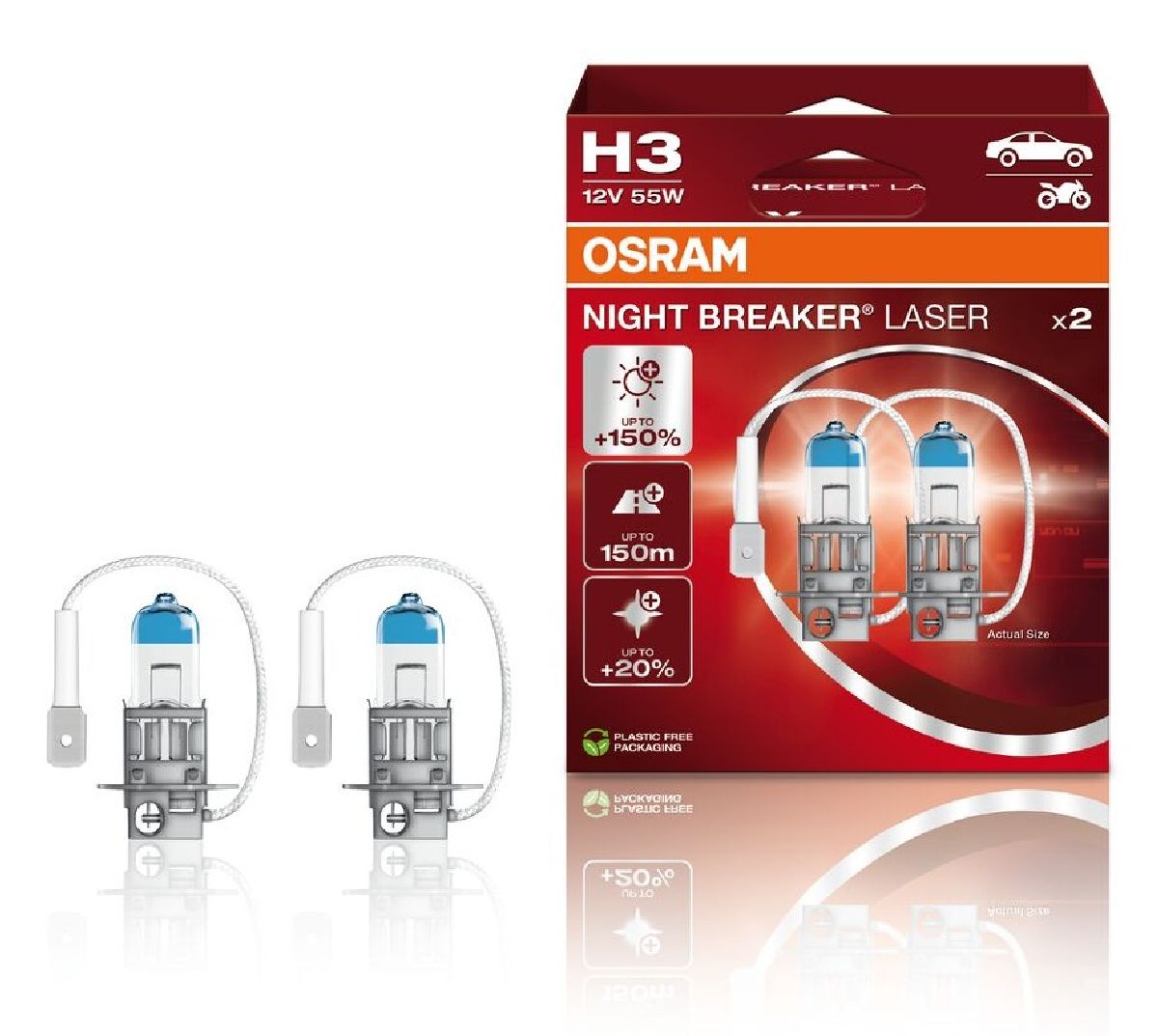 Night Breaker Laser Duobox H3/12V/55W/PK22s
