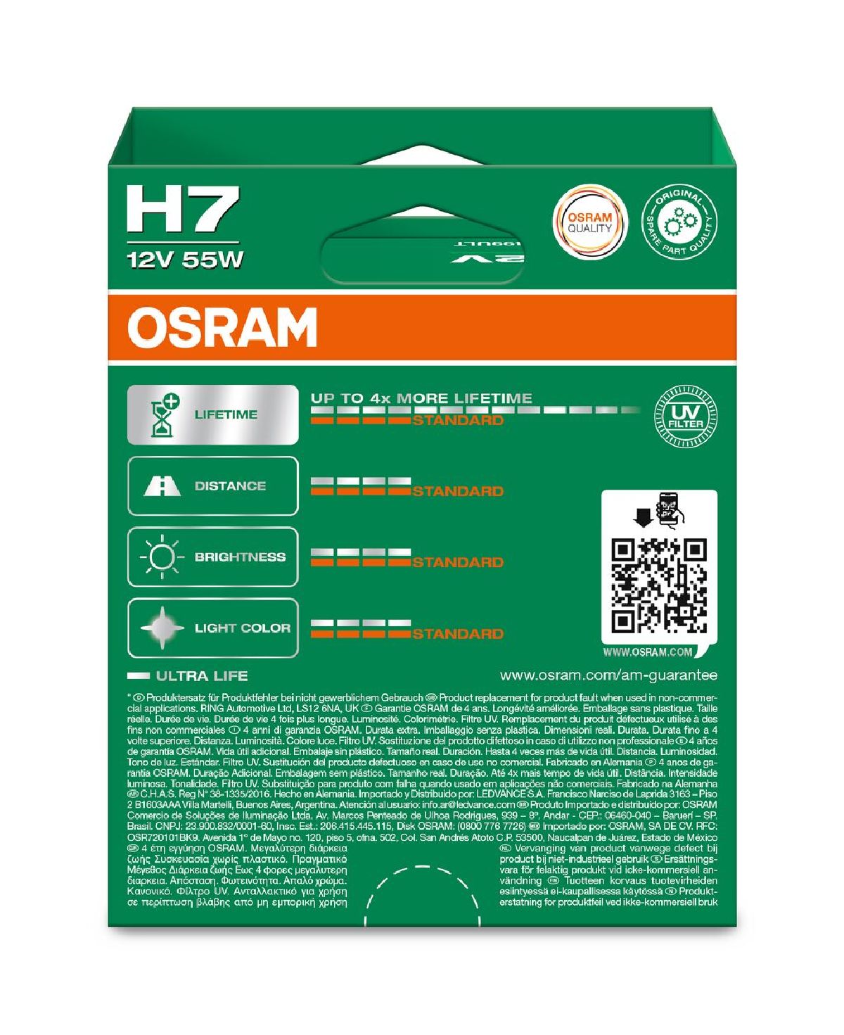 Ampoule H7 ULTRA LIFE 12V 55W PX26d