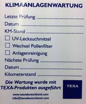 TEXA Klebeeticketten "Klima"