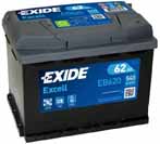 Exide Excell 12V/62Ah/540A LxLxH 242x175x190mm/B13/C:0