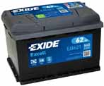 Exide Excell 12V/62Ah/540A LxLxH 242x175x190mm/B13/C:1