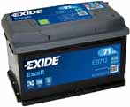 Exide Excell 12V/71Ah/670A LxLxH 278x175x175mm/B13/C:0