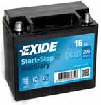 Exide Backup 12V/15Ah/200A LxLxH 150x90x145mm/B0/C:1