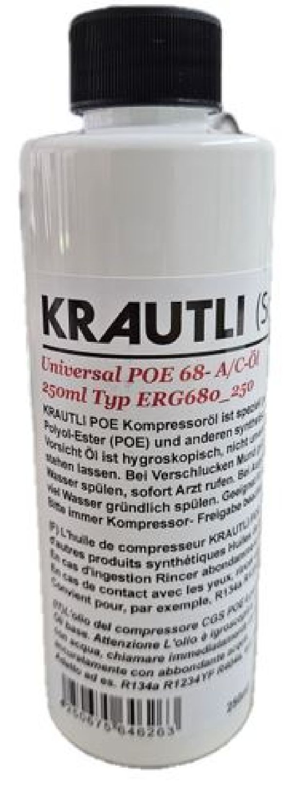 Huile rfrigrante universelle POE 250ml Viscosit 68 - R134a / R1234yf