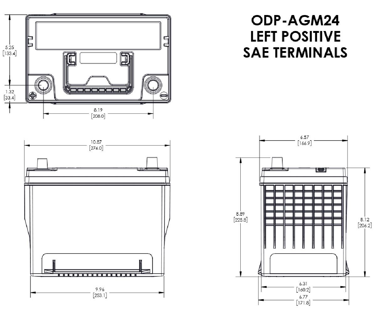 Odyssey AGM-Batterie 12V/63Ah/725A LxBxH 276x172x225mm/B1/S:1