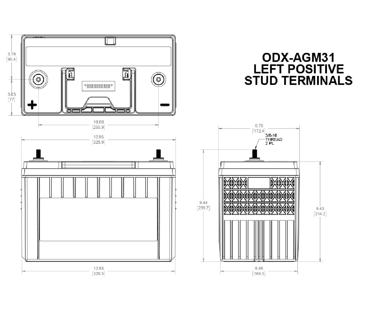 Odyssey AGM-Batterie 12V/100Ah/1150A LxLxH 330x173x241mm/C:3