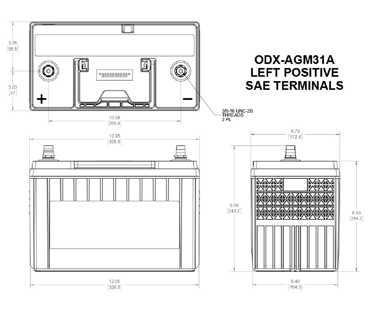 Odyssey AGM-Batterie 12V/100Ah/1150A LxLxH 330x173x246mm/C:3