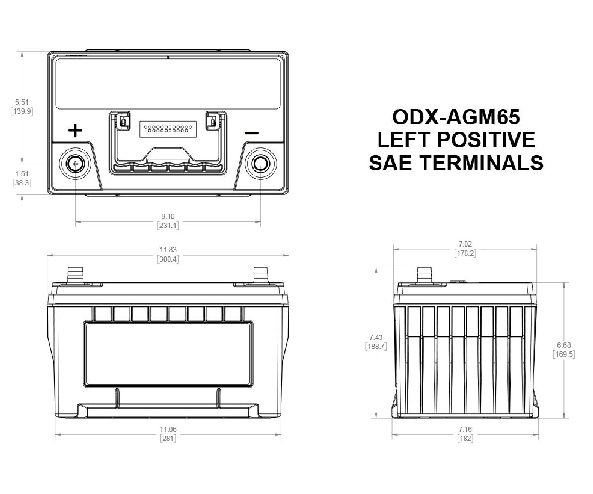 Odyssey AGM-Batterie 12V/74Ah/950A LxLxH 301x183x190mm/C:1