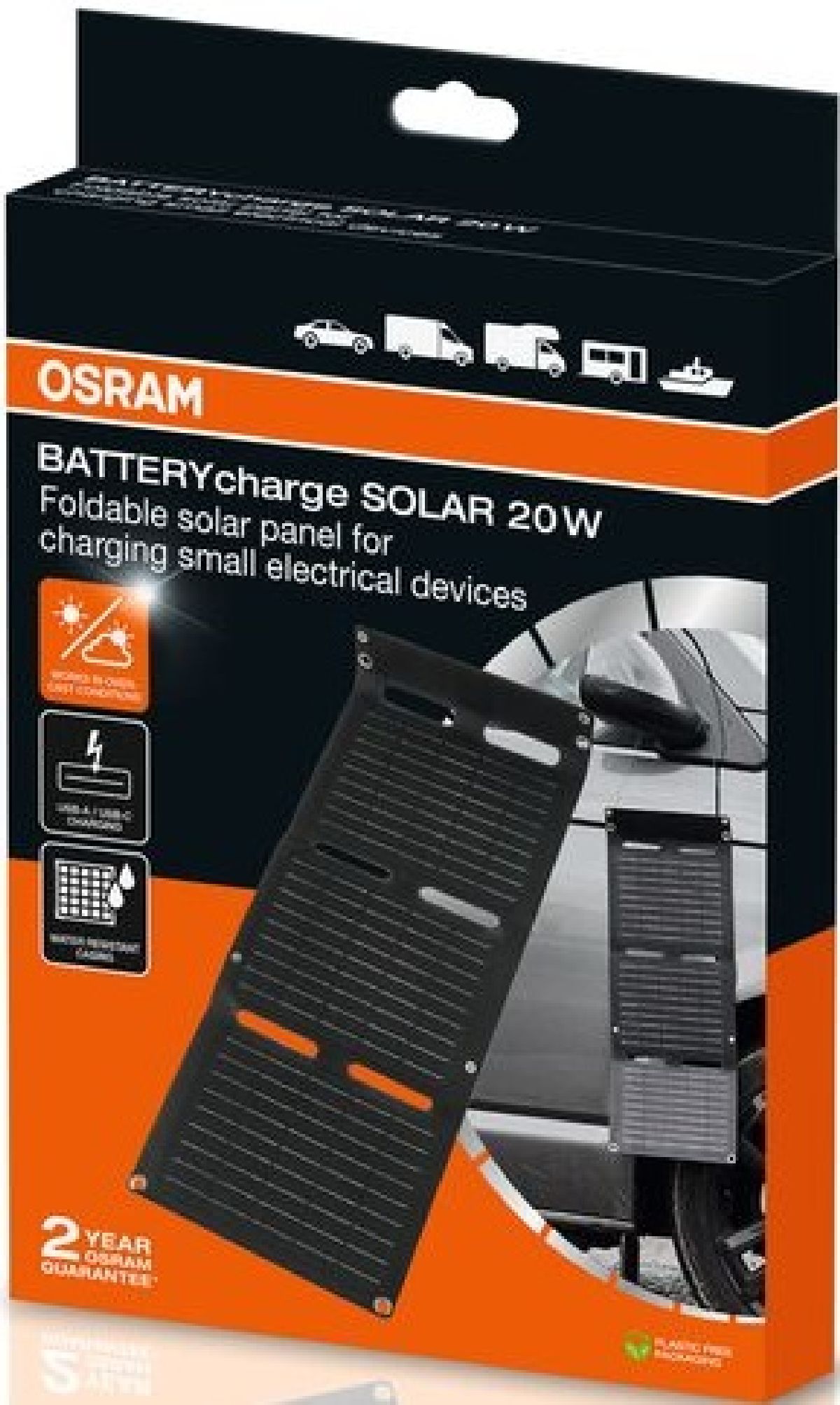 BATTERYcharge SOLAR 20W mit USB Ladegert