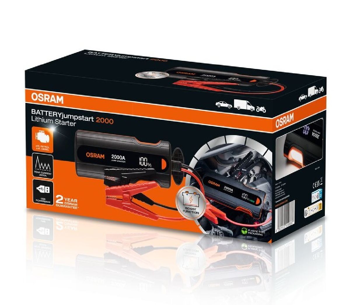 Jumpstart battery starter 2000 2000A/12V