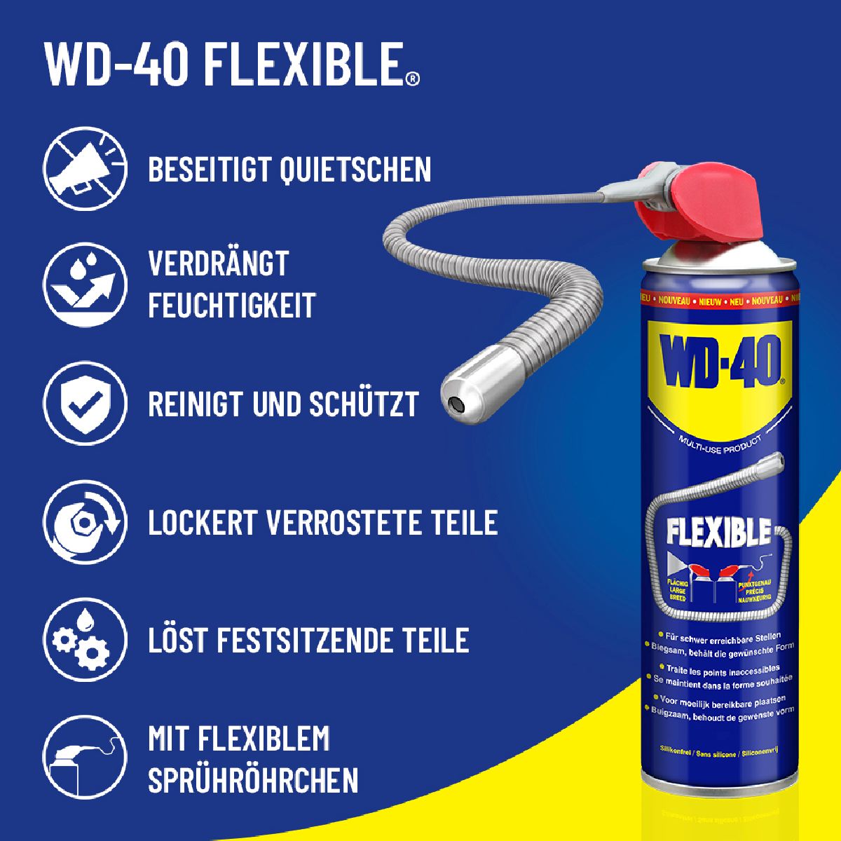 WD40 Multifunktionsl Spraydose 400 ml flexibler Sprhschlauch