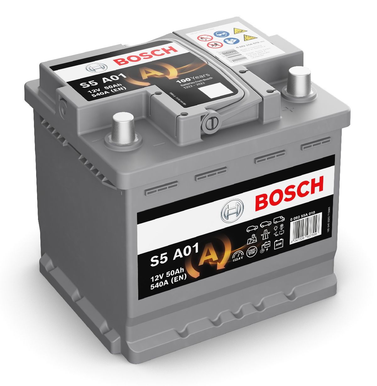 AGM-Batterie Bosch 12V/50Ah/540A LxBxH 207x175x190mm/S:0
